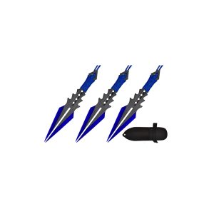 Split Blade Throwing Knife - Blue Handle 3PC Set - (T003852BL)