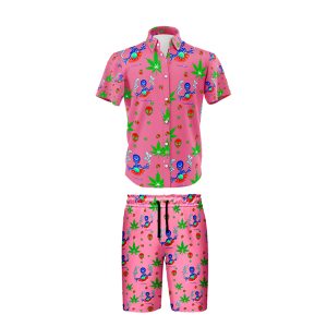 I Am Landing Leaf Shirt and Short Set - Pink (SHIRT-1015)