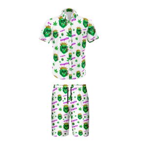 Kingzilla Leaf Shirt and Short Set - White (SHIRT-1012)