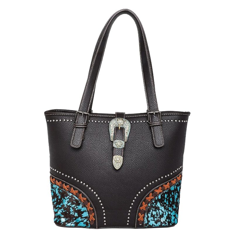 Trinity Ranch Hair-On Cowhide Buckle Collection Concealed Carry Tote - Coffee (TR134G-8317CF)