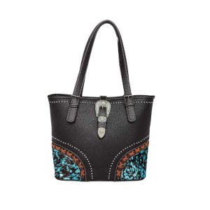 Trinity Ranch Hair-On Cowhide Buckle Collection Concealed Carry Tote - Black (TR134G-8317BK)