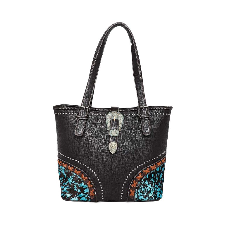 Trinity Ranch Hair-On Cowhide Buckle Collection Concealed Carry Tote - Black (TR134G-8317BK)