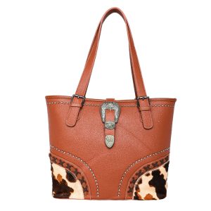 Trinity Ranch Hair-On Cowhide Buckle Collection Concealed Carry Tote - Brown (TR134G-8317BR)