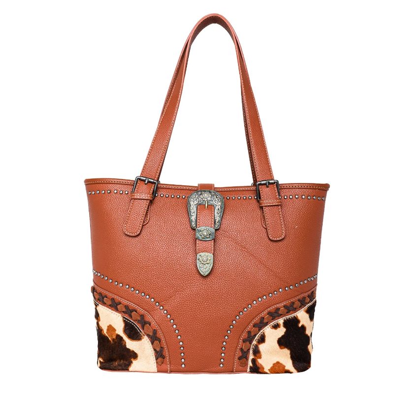 Trinity Ranch Hair-On Cowhide Buckle Collection Concealed Carry Tote - Brown (TR134G-8317BR)