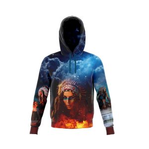 Fire And Ice Design Zip-up Hoodie - (1299)