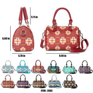 Oregon Trails Native Floral Design Duffel Style Purse / Handbag - (2683)