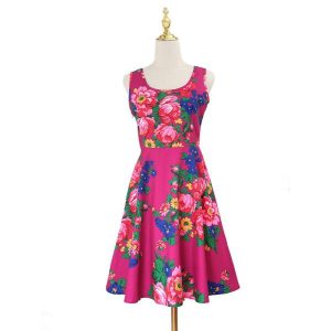 Ladies Kokum Floral Dress - Fuchsia (Floral 889-Fuchsia)