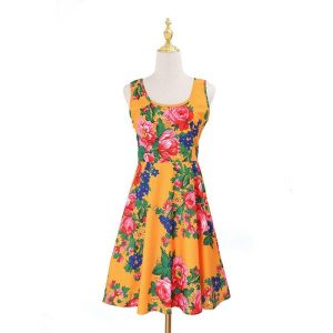 Ladies Kokum Floral Dress - Orange (Floral 889-Orange)