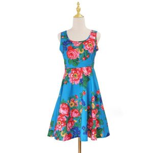 Ladies Kokum Floral Dress - Blue (Floral 889-Blue)