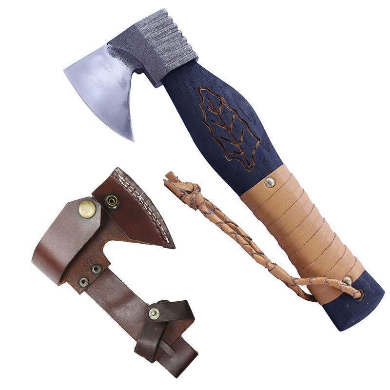 The Bone Edge 11" Hunting Axe Black Wood Handle Hand Forged Blade With Sheath - (14425)