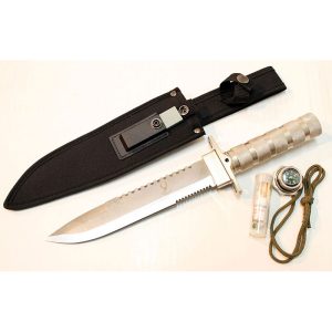 14" Stainless Steel Survival Knife Heavy Duty Fire Starter - (5222B-SL)