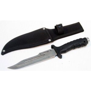 10.5" Hunting Knife Black Handle and Black Sheath - (6418)