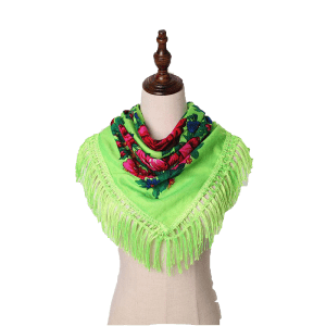 30" x 30" Metallic Kokum Floral Scarf (CD-Scarf-2-30 Metallic Neon Green)
