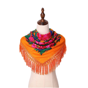 30" x 30" Metallic Kokum Floral Scarf (CD-Scarf-2-30 Metallic Orange)