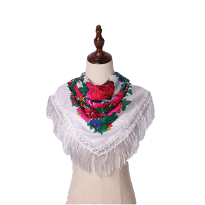 30" x 30" Non-Metallic Kokum Floral Scarf (CD-Scarf-2 White)