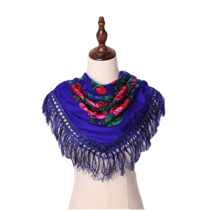 30" x 30" Metallic Kokum Floral Scarf (CD-Scarf-2-30 Metallic Royal Blue)