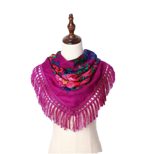 30" x 30" Metallic Kokum Floral Scarf (CD-Scarf-2-30 Metallic Fuchsia)