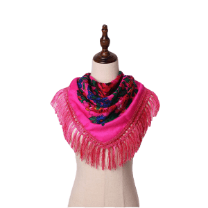 30" x 30" Metallic Kokum Floral Scarf (CD-Scarf-2-30 Metallic Hot Pink)
