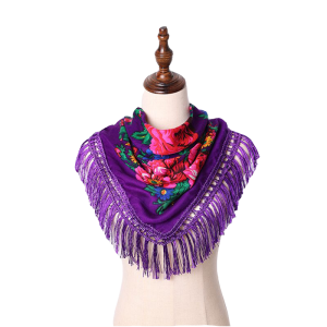 30" x 30" Metallic Kokum Floral Scarf (CD-Scarf-2-30 Metallic Purple)