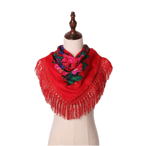 30" x 30" Metallic Kokum Floral Scarf (CD-Scarf-2 Red)