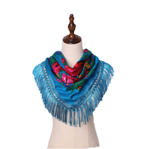 30" x 30" Metallic Kokum Floral Scarf (CD-Scarf-2-30 Metallic Turquoise)