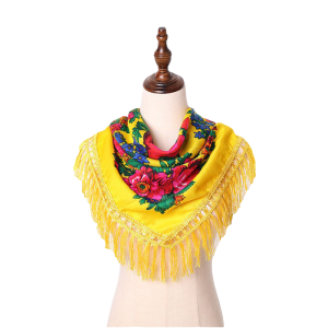 60" x 60" Metallic Kokum Floral Scarf (CD-Scarf-2 Yellow)