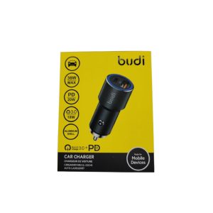 Budi 2 In 1 USB N Type C Car Charger - Black (6971536924709)