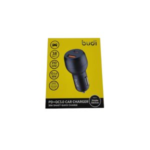 Budi QC3 2 In 1 USB N Type C Car Charger - Black (6971536927946)