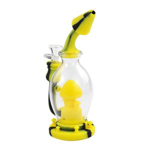 Rocket Peculator Silicone Bong - Black/Yellow (H205)