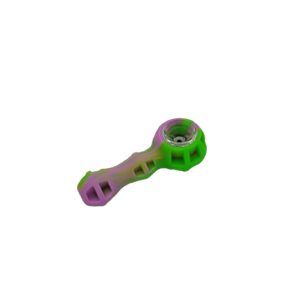 Silicone Pipe with Glass removable Filter - Purple/Green (H34-F)