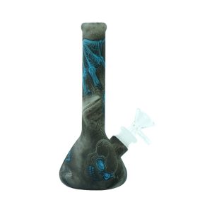 8" Beaker Silicone Bong  - Blue (H4)