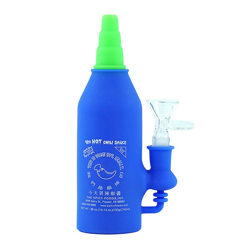 Silicone Chinese Hot Sauce Bong - Blue (H83)