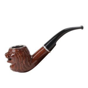 6" Lion Head Style Resin Tobacco Pipe - (RT-31)