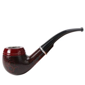 6" Red Crack Shape Wooden Tobacco Pipe - (RT-32)
