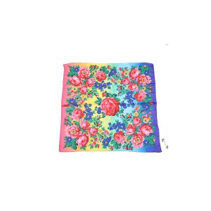 30"x 30" - Kokum Floral Design Silk Touch Scarf - Rainbow (Floral 1017)