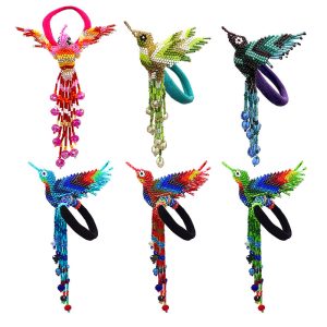 Handmade Seed Bead Hummingbird Hair Tie - Assorted  Colors (SB-HUM-SC)
