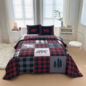Bear Mountain 3 Pcs Queen Size Reversible Quilt Set - (6110-Bear Mountain)