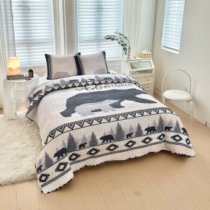 Bear Venture 3 Pcs Queen Size Reversible Quilt Set - (6110-Bear Venture)