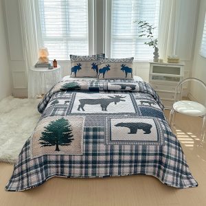 Moose Creek 3 Pcs Queen Size Reversible Quilt Set - (6110-Moose Creek)