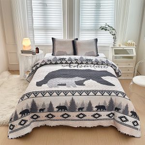 Bear Venture 3 Pcs King Size Reversible Quilt Set - (6120-Bear Venture)
