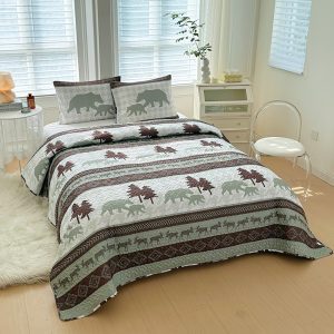 Bears Edge 3 Pcs King Size Reversible Quilt Set - (6120-Bears Edge)