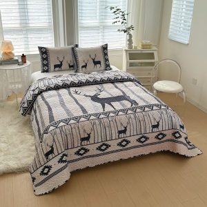 Moose Lodge 3 Pcs King Size Reversible Quilt Set - (6120-Moose Lodge)