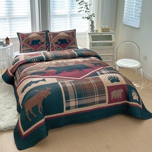 Wild Retreat Sienna 3 Pcs King Size Reversible Quilt Set - (6120-Wild Retreat Sienna)