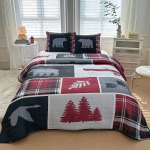 Wildlife Haven Lodge 3 Pcs King Size Reversible Quilt Set - (6120-Wildlife Haven Lodge)