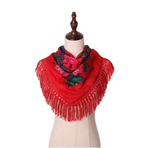 45" x 45" Metallic Kokum Floral Scarf (CD-Scarf-2 Red)