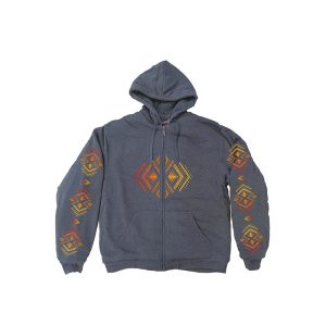 Graphic Design Printed Sherpa Lined Chest & Back Printed Zip-Up Hoodie - 1279/0279C Fire Grey