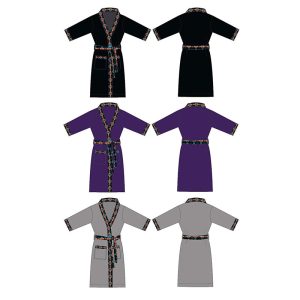 Cotton Bathrobe - Standard Size - Shaw Collar With Jacquard Woven Tape (1431)