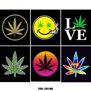 Sherpa Lined Silk Touch Throw - Assorted Weed Designs  (1703-WD)