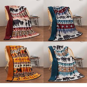 Lodge Series -  Silk Touch Sherpa Lined Throw Blanket - 2014