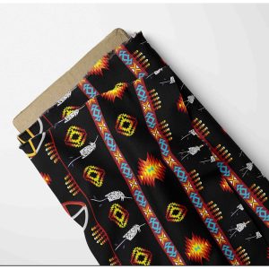 Medicine Wheel w/Eagle Feather  Design  - 100 % Cotton Fabric Bolt -  (2903 Black)